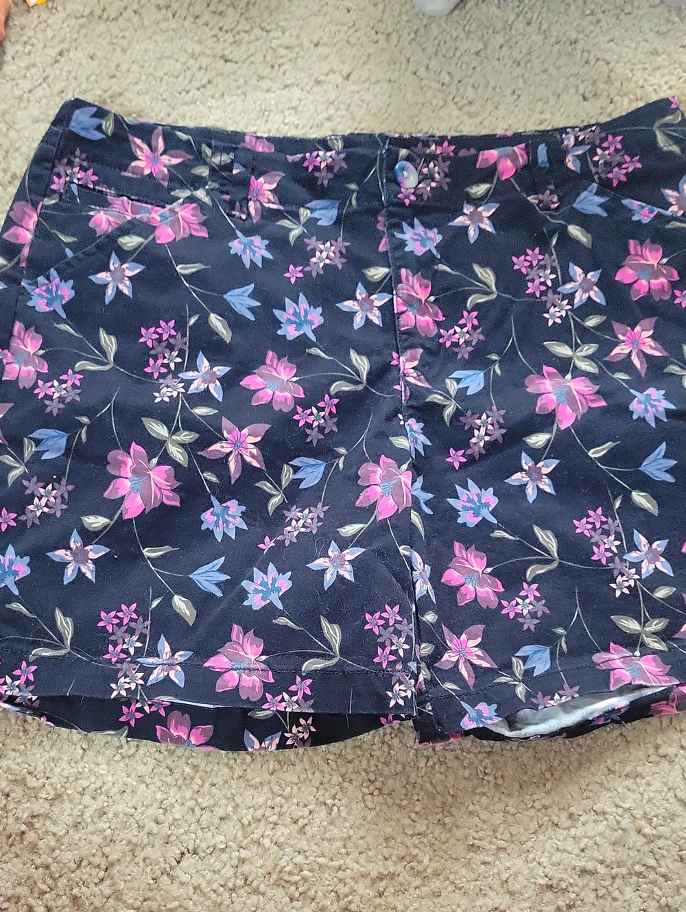 Lee Black Floral Shorts with Pink & Blue Blooms